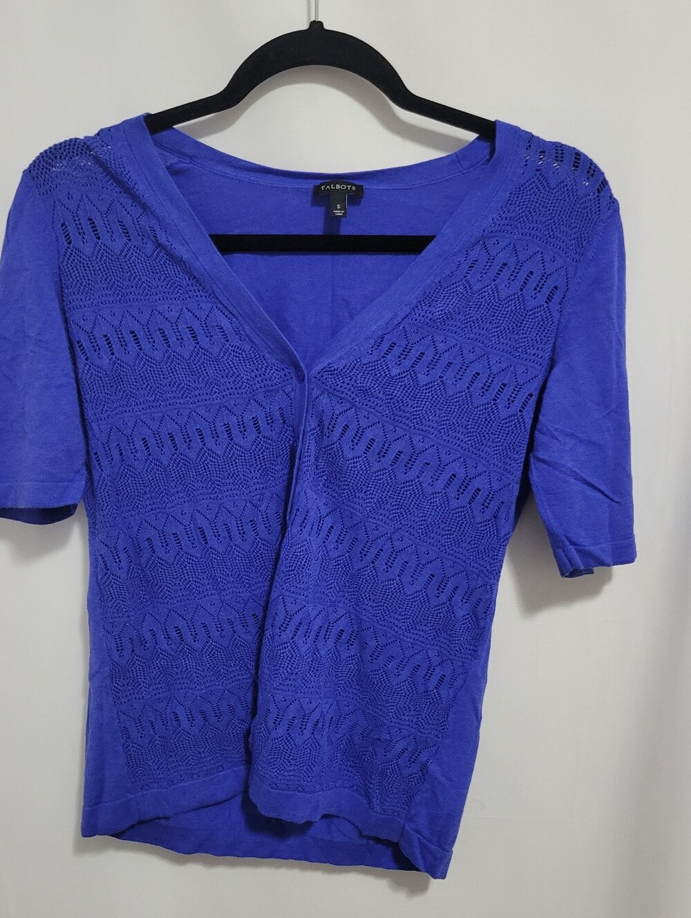 Talbots Royal Blue Short Sleeve Button-Up Cardigan, Size S